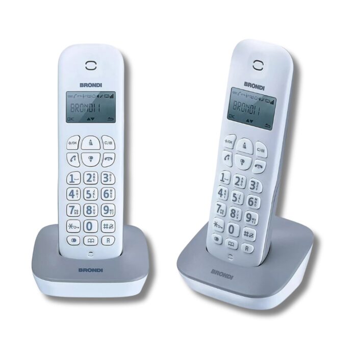 Coppia di Telefoni Fissi Cordless BRONDI | Portatile Senza Fili con Basi