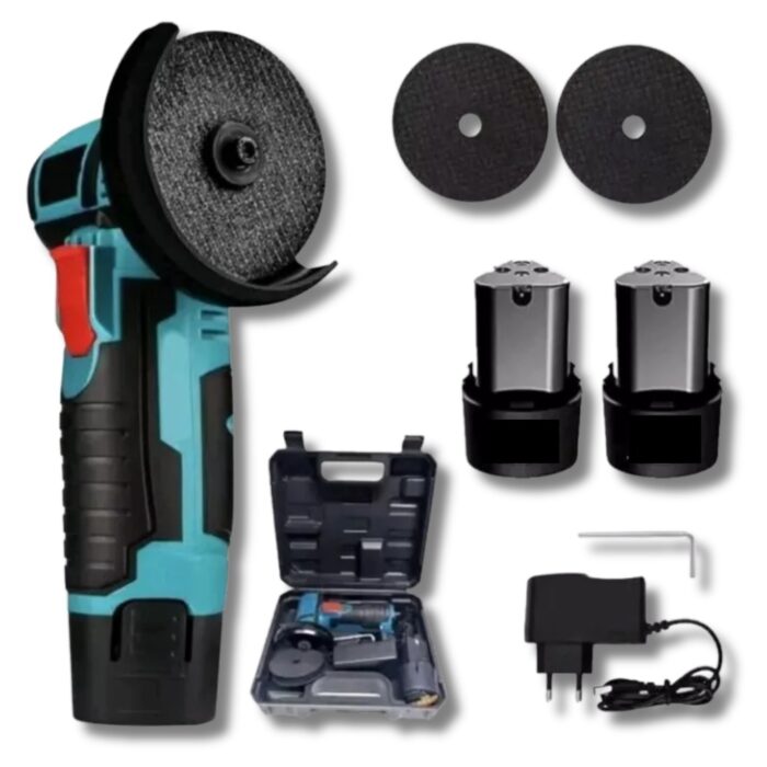 Mini Smerigliatrice Flex Doppia Batteria 48V | Portatile con 2 Dischi 76mm + Valigetta
