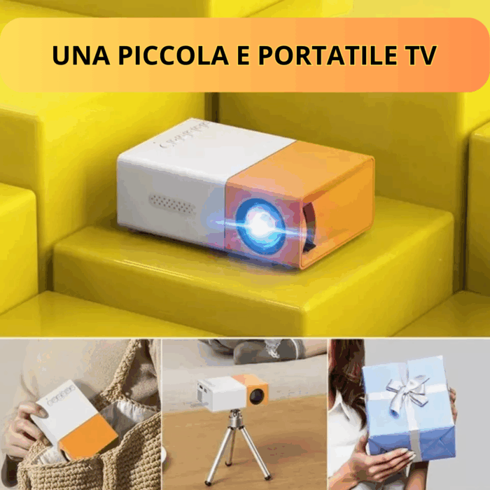 Proiettore LED Portatile per Proiezioni su Parete di Video, Film, Cartoni, Serie con Accessori