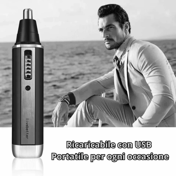 Epilatore 4 in 1 Uomo | Rasoio in Acciaio con Testine Intercambiabili per Barba, Basette, Peli Corti