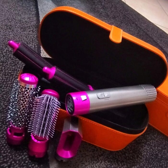 Spazzola Asciugacapelli 5 in 1 con Baule | Accessori Intercambiabili, Anticrespo