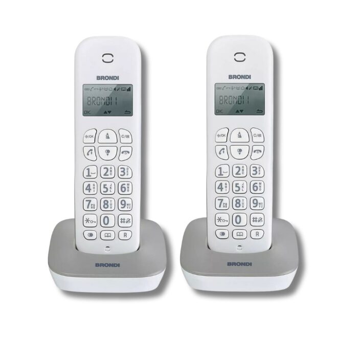 Coppia di Telefoni Fissi Cordless BRONDI | Portatile Senza Fili con Basi