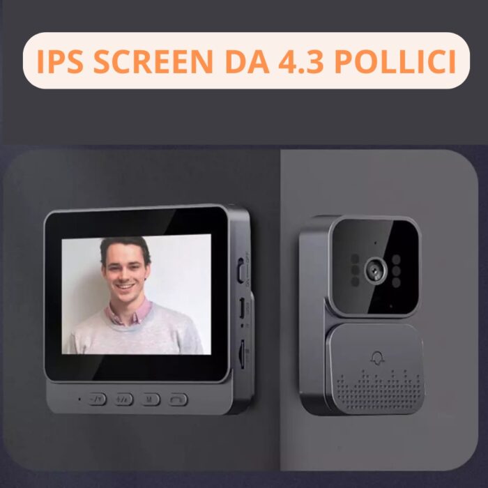 Campanello Wireless con Telecamera 1080P | Videocitofono da Appoggio con Schermo 4.3" Infrarossi