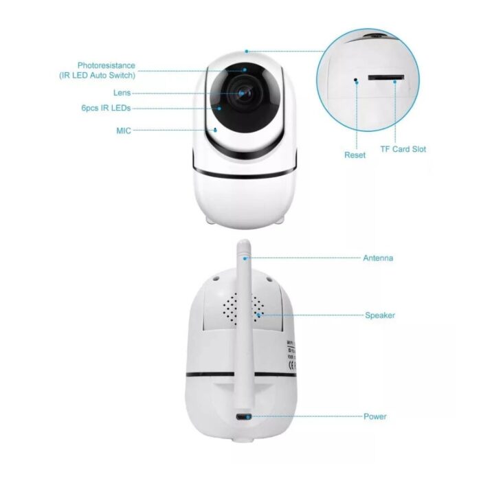 Telecamera Wireless Wifi HD 1080P da Appoggio | IP Camera Motorizzata 360°