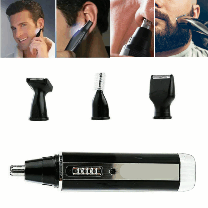 Epilatore 4 in 1 Uomo | Rasoio in Acciaio con Testine Intercambiabili per Barba, Basette, Peli Corti