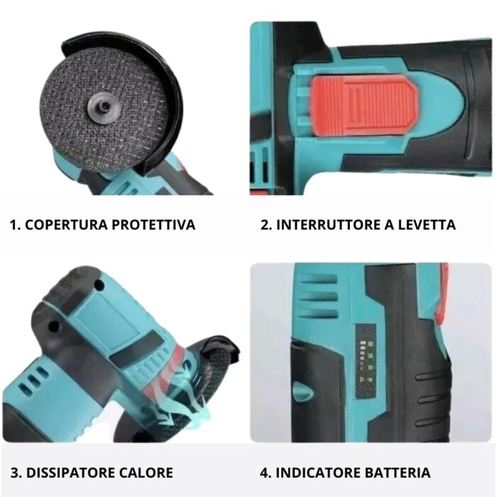 Mini Smerigliatrice Flex Doppia Batteria 48V | Portatile con 2 Dischi 76mm + Valigetta