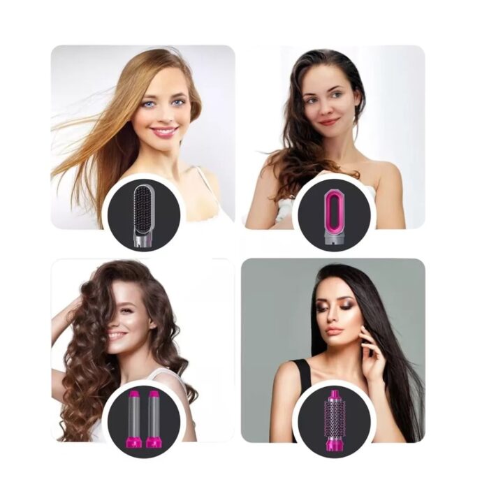 Spazzola Asciugacapelli 5 in 1 con Baule | Accessori Intercambiabili, Anticrespo