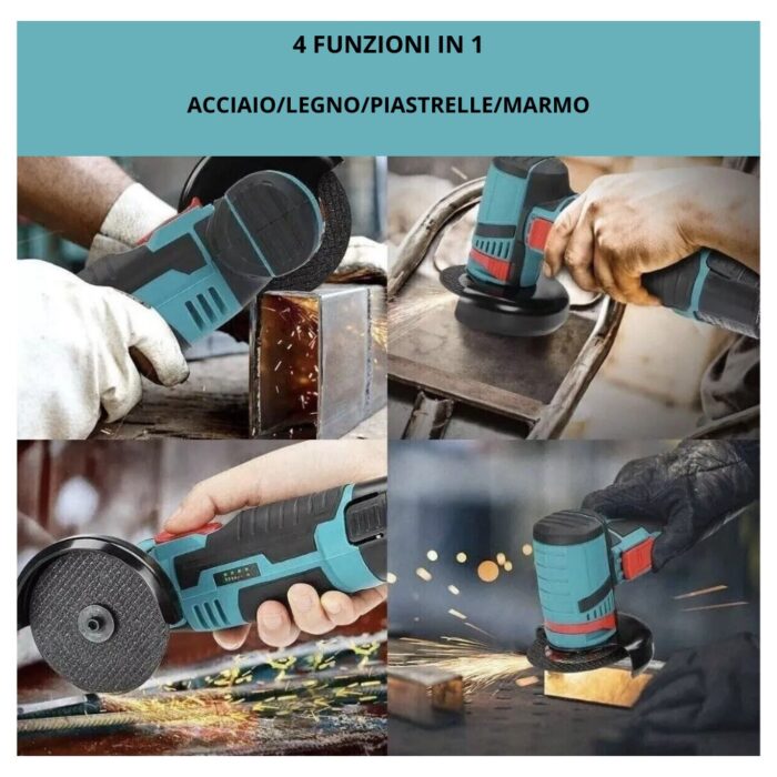 Mini Smerigliatrice Flex Doppia Batteria 48V | Portatile con 2 Dischi 76mm + Valigetta