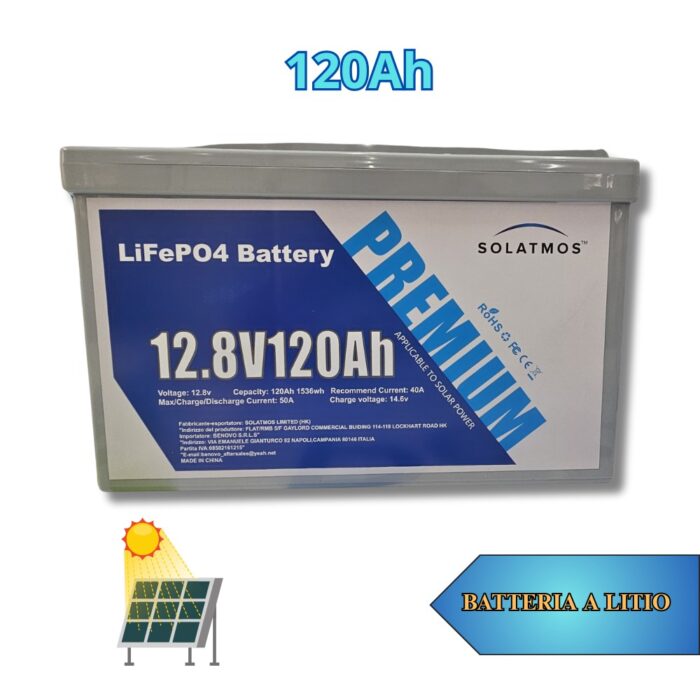 Batteria 120Ah a Litio 12.8V | Accumulo per Impianto Fotovoltaico per Baite, Camper, Villa