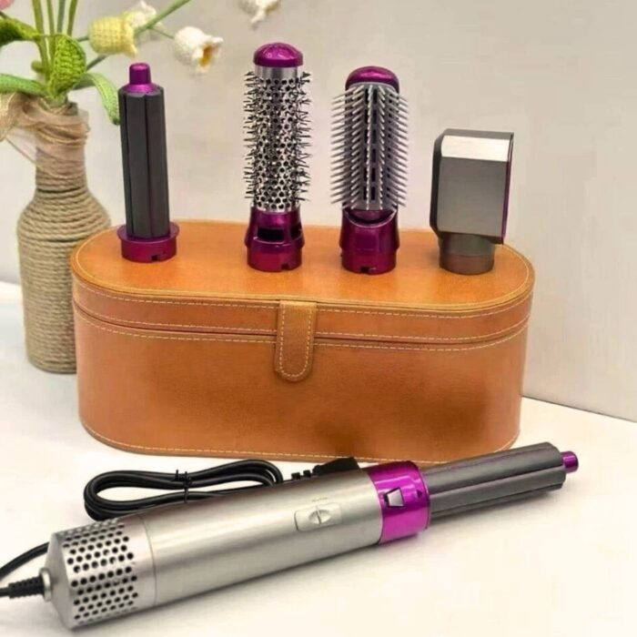 Spazzola Asciugacapelli 5 in 1 con Baule | Accessori Intercambiabili, Anticrespo