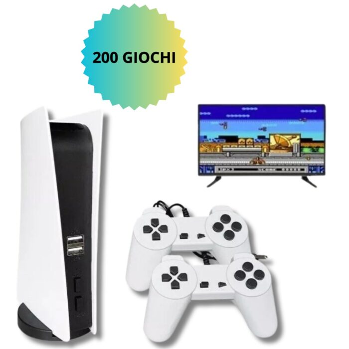 Console Game Station 5 con 200 Giochi Classici 2 Gamepad | GS5 8 Bit HDMI AV USB
