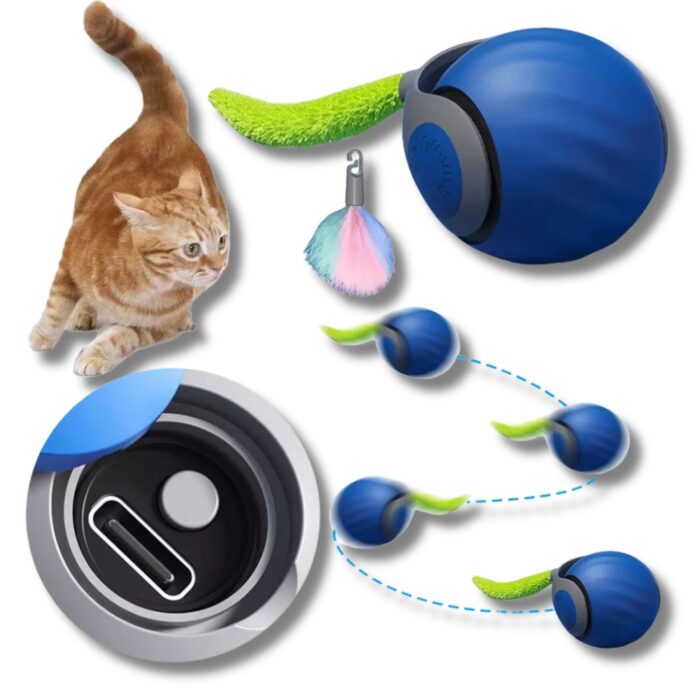 Palla Rotante Interattiva con Coda per Gatti | Speedy Tail Gioco Ricaricabile USB
