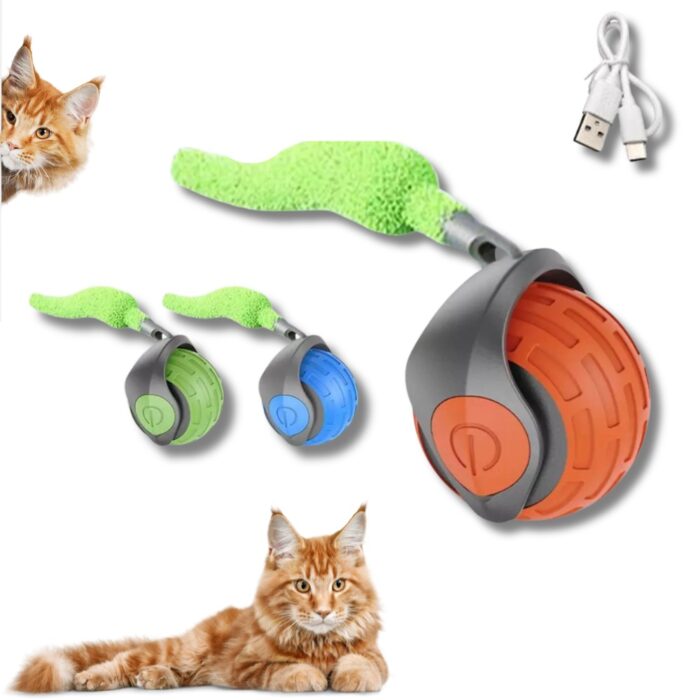 Palla Rotante Interattiva con Coda per Gatti | Speedy Tail Gioco Ricaricabile USB