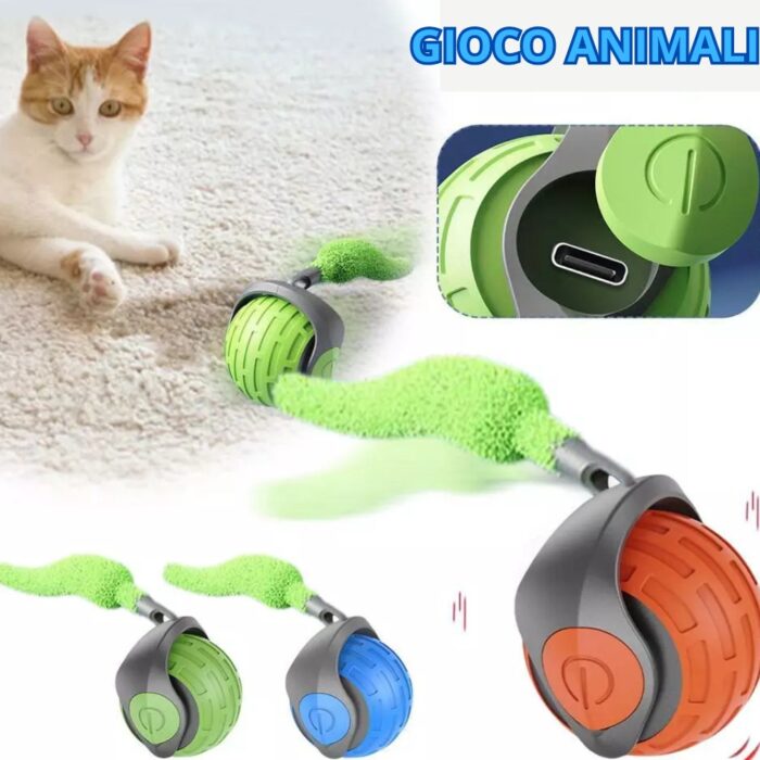 Palla Rotante Interattiva con Coda per Gatti | Speedy Tail Gioco Ricaricabile USB