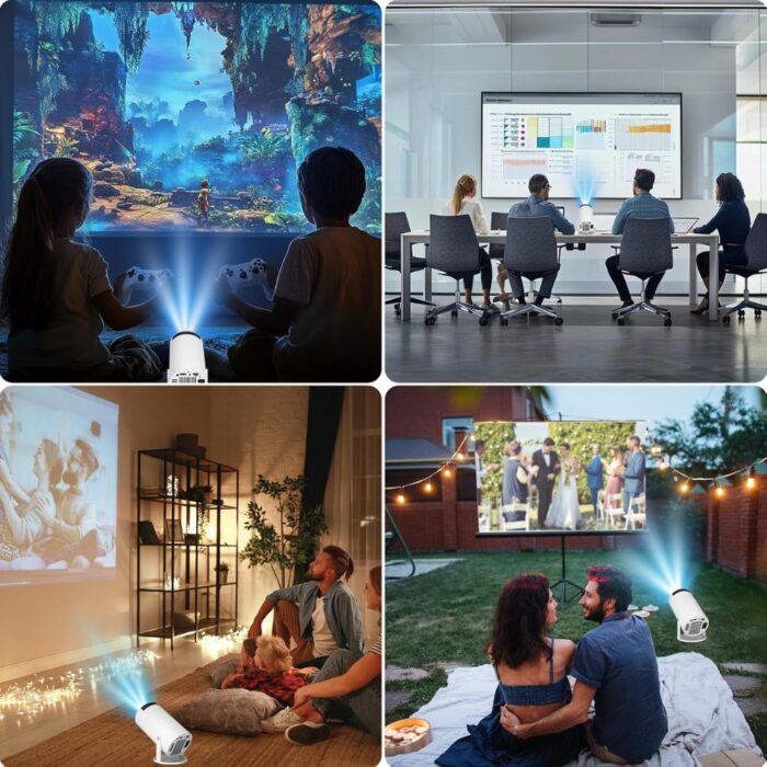 Proiettore con 2 Joystick 4K Bluetooth Wi-Fi | Riflettore Regolabile per Giochi, Film, Serie con Telecomando