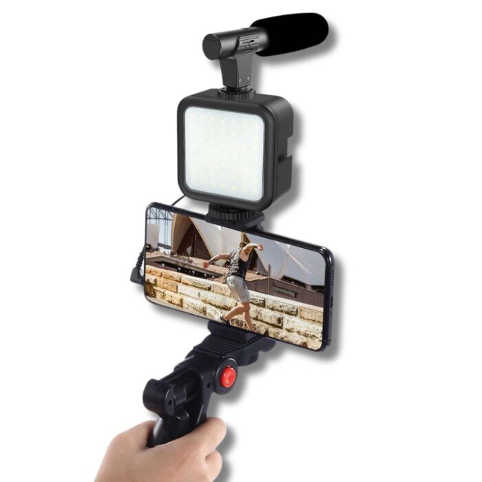 Kit Videomaking per Smartphone con Treppiede | Luce LED e Microfono per i tuoi Video Professionali