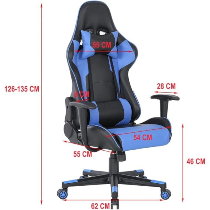 Sedia da Gaming Ergonomica con Cuscini e Braccioli | Poltrona Reclinabile Telescopica per Ufficio