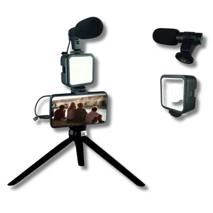 Kit Videomaking per Smartphone con Treppiede | Luce LED e Microfono per i tuoi Video Professionali