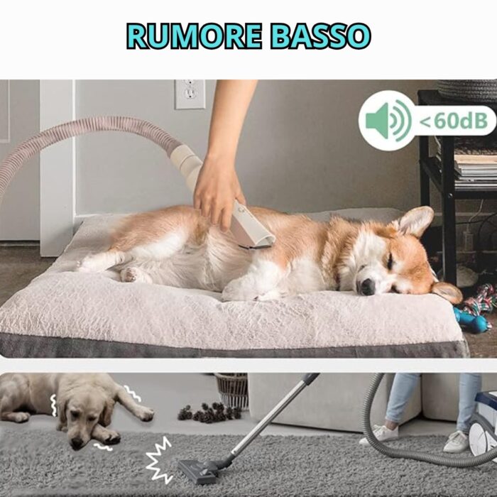 Kit Toelettatura Animali Domestici 6 in 1 Silenzioso | Rasatura, Asciugatura e Lavaggio del Pelo 1,5L