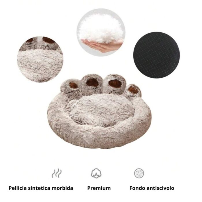 Cuccia a Forma di Zampa 50 cm | Materassino Caldo Morbido Anti-scivolo