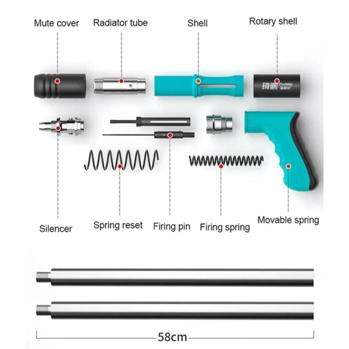 Pistola Sparachiodi ad Aria Compressa | Chiodatrice Manuale con Occhiali di Sicurezza e Chiodi per Cemento, Ferro, Calcestruzzo