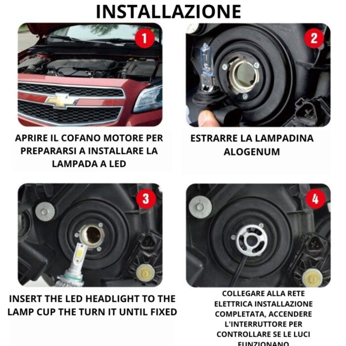 Coppia Lampadine LED H7 C6 per Auto, Moto | Faretti 36W Luce Bianca 6000K