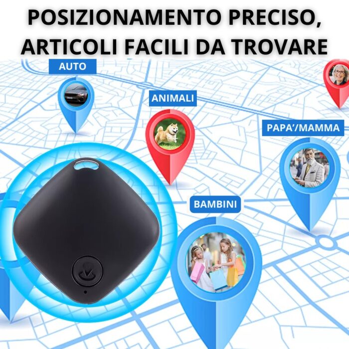 Mini Localizzatore GPS Bluetooth per IOS | Dispositivo di Localizzazione Tracker, Trova Oggetti, Animali, Bambini