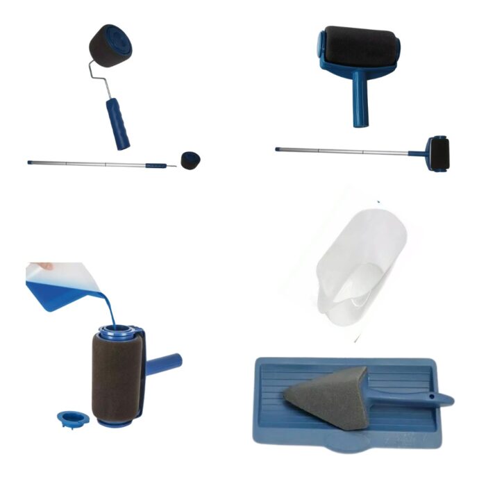Set 6 pz Pittura con Rullo Anti Gocciolamento | Serbatoio Ricaricabile per Vernice