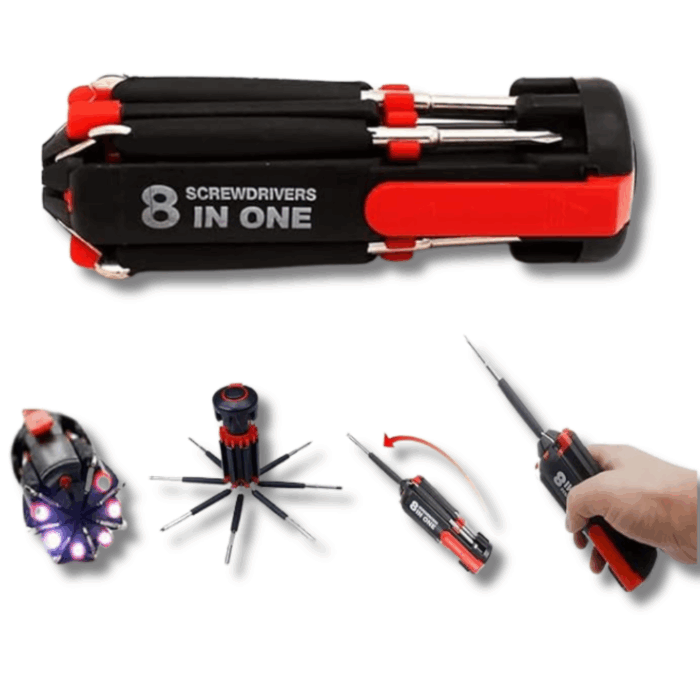 Cacciavite Multifunzione 8 in 1 con Torcia LED Potente