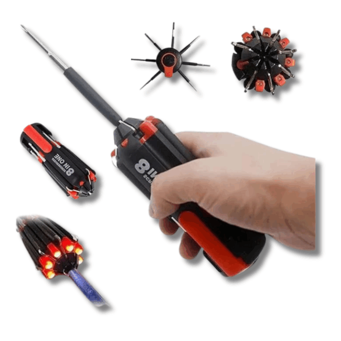 Cacciavite Multifunzione 8 in 1 con Torcia LED Potente