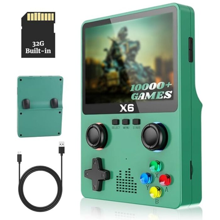 X6 Console di Gioco 3,5" Doppio Analogico 3D | Portatile con Scheda SD 32Gb USB