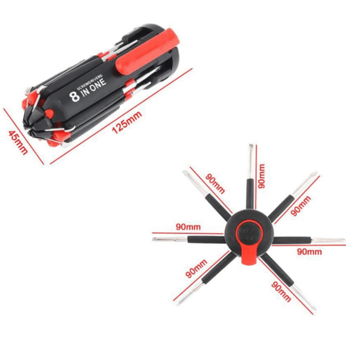 Cacciavite Multifunzione 8 in 1 con Torcia LED Potente