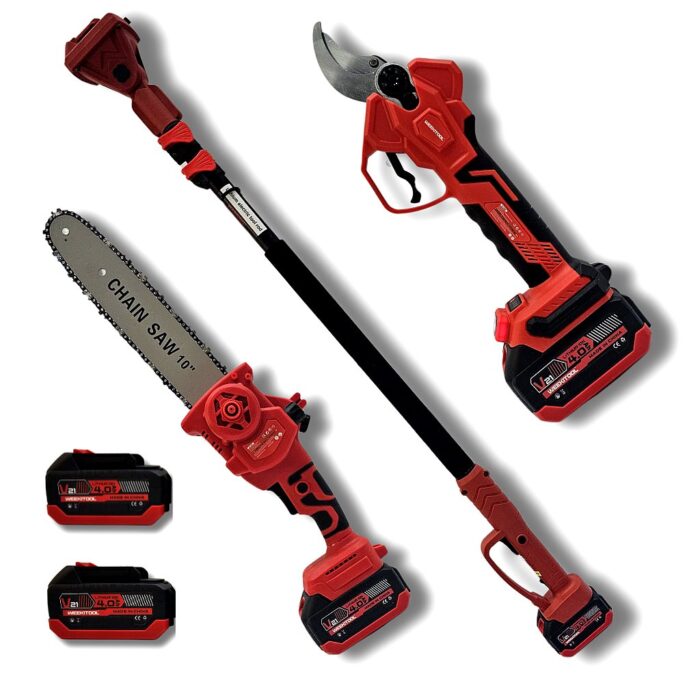 Kit Potatura Estensibile 4m 21V Brushless con Motosega e Forbice