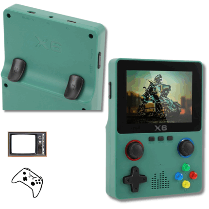 X6 Console di Gioco 3,5 Doppio Analogico 3D Portatile con Scheda SD 32Gb USB