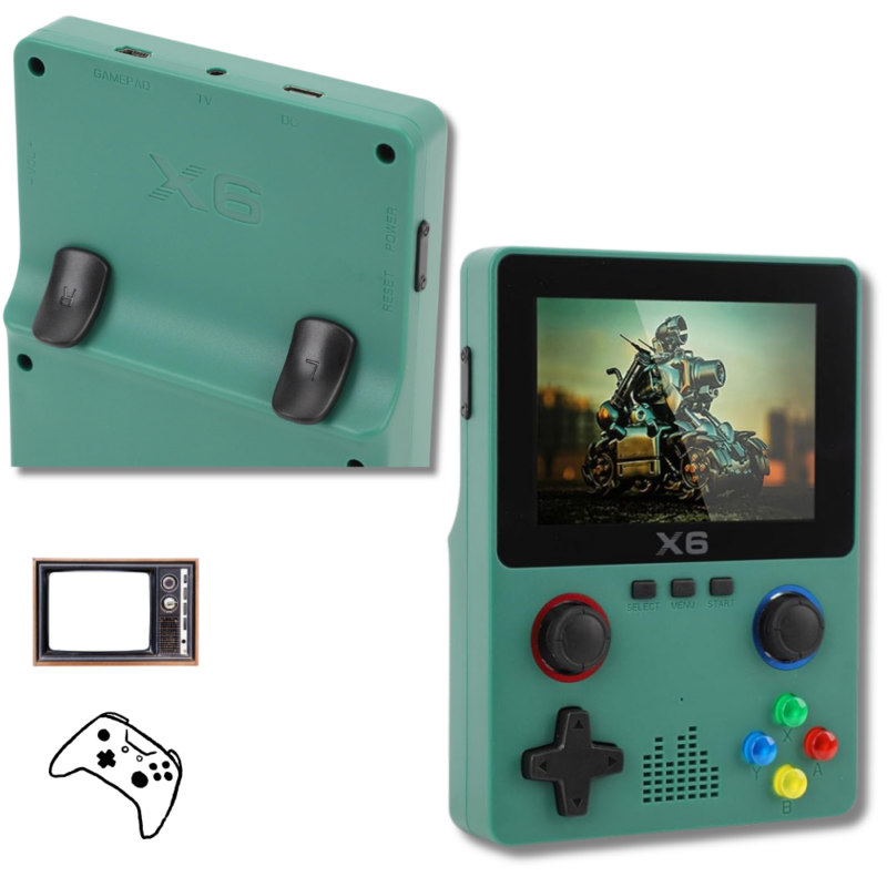 X6 Console di Gioco 3,5 Doppio Analogico 3D Portatile con Scheda SD 32Gb USB