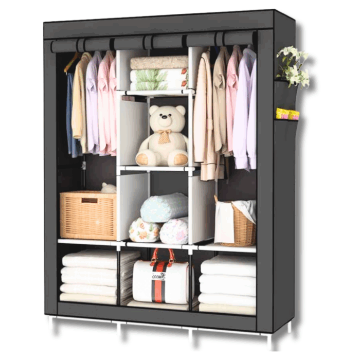 Armadio in Tessuto 170x130x45 cm Richiudibile 6 Ripiani | Guardaroba Compatto