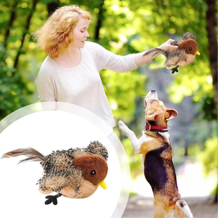 Uccellino Flappy per Animali con Ali Mobili e Cinguettio Reale | Peluche USB Ricaricabile