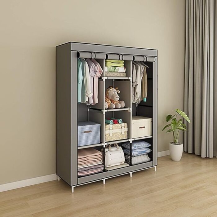 Armadio in Tessuto 170x130x45 cm Richiudibile 6 Ripiani | Guardaroba Compatto