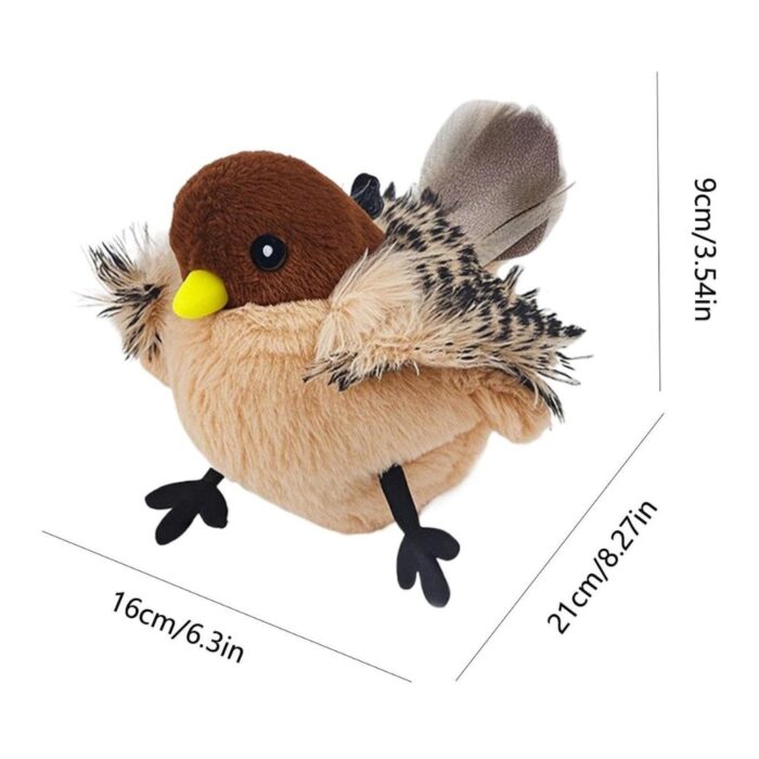 Uccellino Flappy per Animali con Ali Mobili e Cinguettio Reale | Peluche USB Ricaricabile
