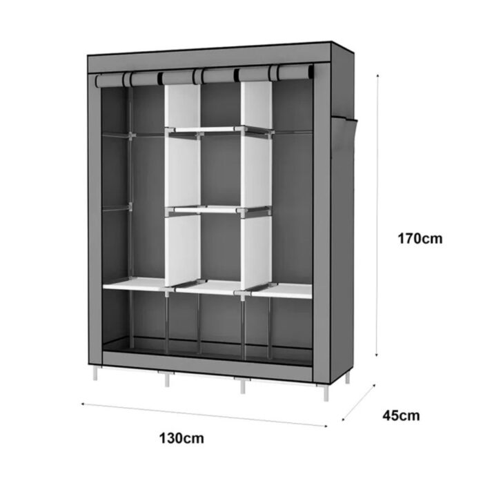 Armadio in Tessuto 170x130x45 cm Richiudibile 6 Ripiani | Guardaroba Compatto