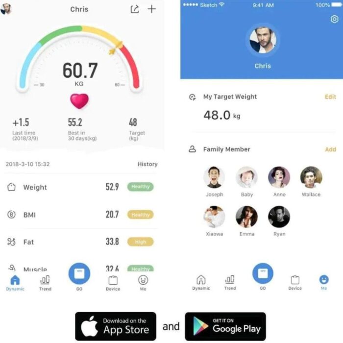 Bilancia Smart Digitale 180Kg Bluetooth | Grasso Corporeo e Composizione