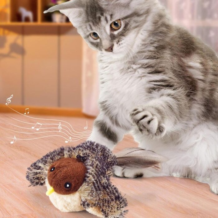 Uccellino Flappy per Animali con Ali Mobili e Cinguettio Reale | Peluche USB Ricaricabile