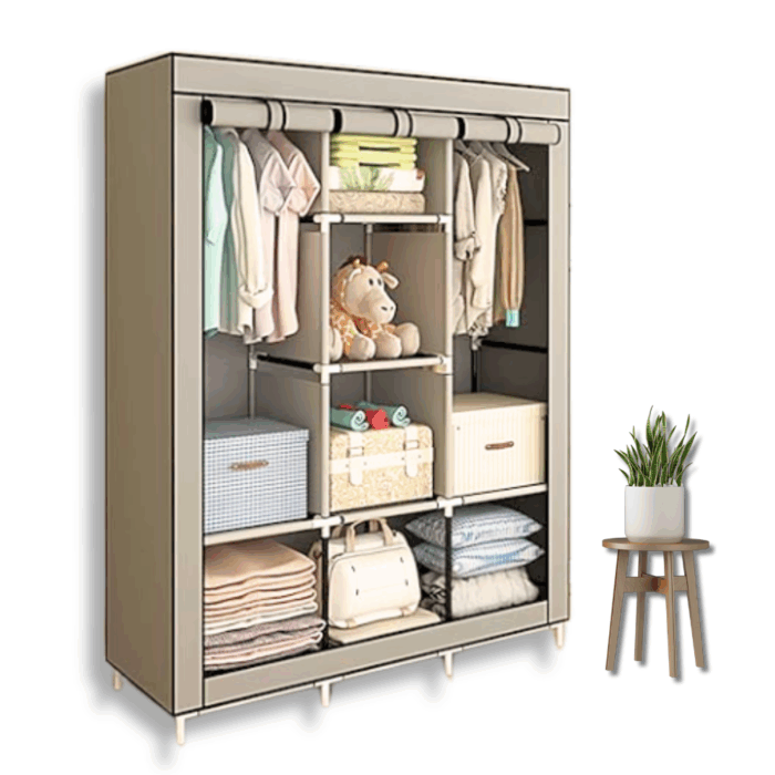 Armadio in Tessuto 170x130x45 cm Richiudibile 6 Ripiani | Guardaroba Compatto