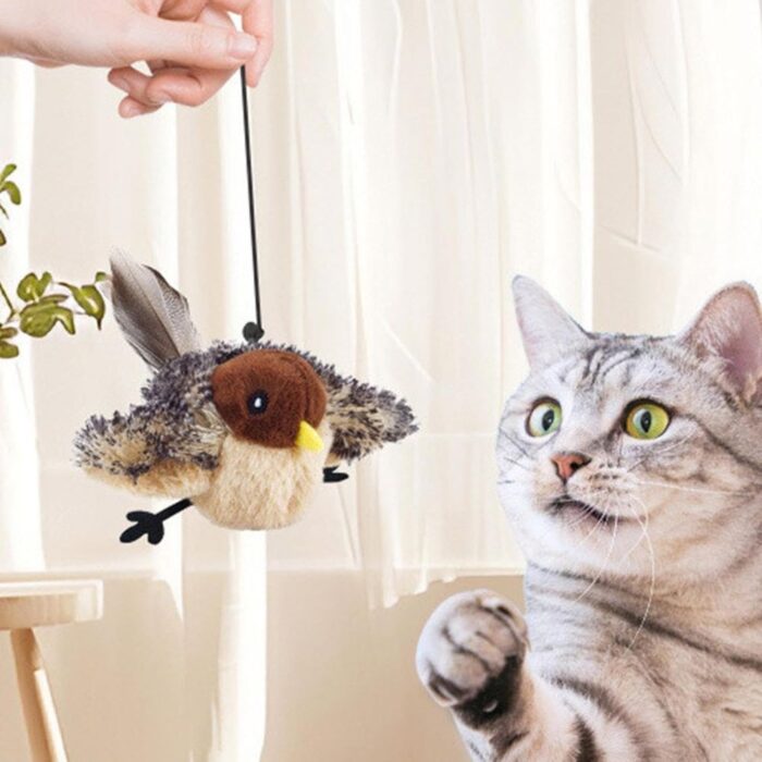 Uccellino Flappy per Animali con Ali Mobili e Cinguettio Reale | Peluche USB Ricaricabile
