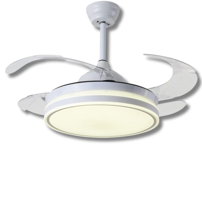 Lampadario con Ventilatore LED 120W, Pale Retrattili 3 Velocità e 3 Tonalità di Luce