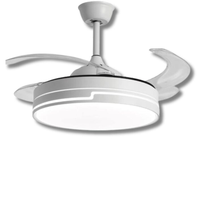Lampadario con Ventilatore LED 120W, Pale Retrattili 3 Velocità e 3 Tonalità di Luce