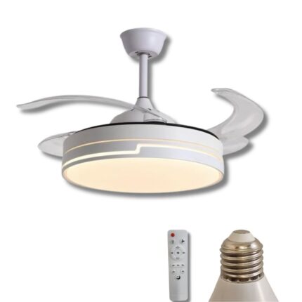 Lampadario con Ventilatore LED 120W, Pale Retrattili 3 Velocità e 3 Tonalità di Luce