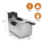 Friggitrice Elettrica 3.2L 2000W | Cestello Rimovibile, Anti-Odore, Termostato Regolabile