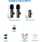 2 pz Microfono Lavalier Wireless Type-C 2 Microfoni Plug & Play