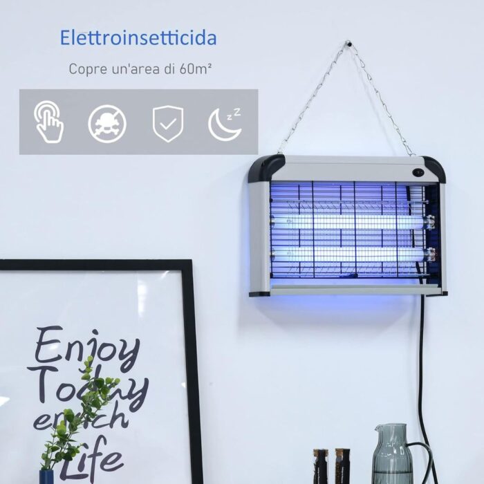 Zanzariera Elettrica UV 20W Potente | Anti-Insetti da 60m² per Casa e Giardino